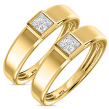 Photo of Niu 1 ct tw. Lab Grown Diamond Same Sex Mens Band Set 14K Yellow Solid Gold [WM2658Y]