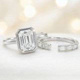 Photo of Niu 3 1/3 ct tw. Lab Grown Diamond Emerald Solitaire Bridal Set 14K White Solid Gold [BR1921W-N295]