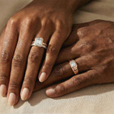 Photo of Niu 3 3/4 ct tw. Lab Grown Diamond Emerald Solitaire Trio Set 14K Rose Solid Gold [BT1921R-N295]