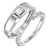Photo of Niu 7/8 ct tw. Lab Grown Diamond Wedding Band Set 14K White Solid Gold [WB2659W]