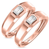 Photo of Niu 1 ct tw. Lab Grown Diamond Same Sex Mens Band Set 10K Rose Solid Gold [WM2659R]