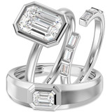 Photo of Niu 3 3/4 ct tw. Lab Grown Diamond Emerald Solitaire Trio Set 10K White Solid Gold [BT1921W-N295]