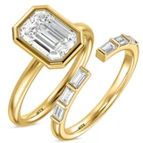 Photo of Niu 3 1/3 ct tw. Lab Grown Diamond Emerald Solitaire Bridal Set 14K Yellow Solid Gold [BR1921Y-N295]