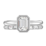 Photo of Niu 1 1/3 ct tw. Lab Grown Diamond Emerald Solitaire Bridal Set 14K White Solid Gold [BR1920W-N095]