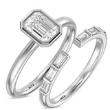 Photo of Niu 1 1/3 ct tw. Lab Grown Diamond Emerald Solitaire Bridal Set 14K White Solid Gold [BR1920W-N095]