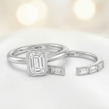 Photo of Niu 1 1/3 ct tw. Lab Grown Diamond Emerald Solitaire Bridal Set 14K White Solid Gold [BR1920W-N095]