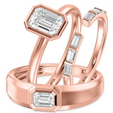 Photo of Niu 1 3/4 ct tw. Lab Grown Diamond Emerald Solitaire Trio Set 14K Rose Solid Gold [BT1920R-N095]