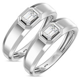 Photo of Niu 1 ct tw. Lab Grown Diamond Same Sex Mens Band Set 10K White Solid Gold [WM2659W]