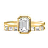 Photo of Niu 1 1/3 ct tw. Lab Grown Diamond Emerald Solitaire Bridal Set 10K Yellow Solid Gold [BR1920Y-N095]