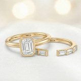 Photo of Niu 1 1/3 ct tw. Lab Grown Diamond Emerald Solitaire Bridal Set 10K Yellow Solid Gold [BR1920Y-N095]