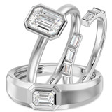 Photo of Niu 1 3/4 ct tw. Lab Grown Diamond Emerald Solitaire Trio Set 14K White Solid Gold [BT1920W-N095]