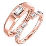 Photo of Niu 7/8 ct tw. Lab Grown Diamond Wedding Band Set 14K Rose Solid Gold [WB2659R]