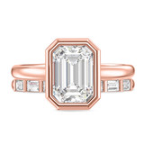 Photo of Niu 3 1/3 ct tw. Lab Grown Diamond Emerald Solitaire Bridal Set 14K Rose Solid Gold [BR1921R-N295]