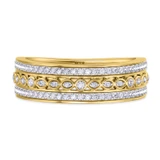 Photo of Charaya 1 3/4 Carat T.W. Morganite and Diamond Matching Wedding Trio Set 14K Yellow Gold Vermeil [BT2764YM]
