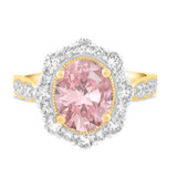 Photo of Peony 3 1/4 CT. T.W. Morganite and Diamond Matching Bridal Set 14K Yellow Gold Vermeil [BT2758YE-C000]