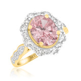 Photo of Peony 3 1/4 CT. T.W. Morganite and Diamond Matching Bridal Set 14K Yellow Gold Vermeil [BT2758YE-C000]