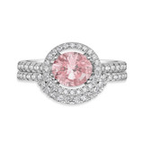 Photo of Sloane 1 2/3 Carat T.W. Morganite and Diamond Matching Bridal Set 14K White Gold Vermeil [BR2773W-C000]