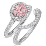 Photo of Sloane 1 2/3 Carat T.W. Morganite and Diamond Matching Bridal Set 14K White Gold Vermeil [BR2773W-C000]