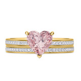 Photo of Arman 2 1/4 CT. T.W. Morganite and Diamond Matching Bridal Set 14K Yellow Gold Vermeil [BR2766Y-C000]