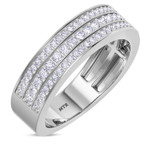 Photo of Arman 2 7/8 Carat T.W. Morganite and Diamond Matching Wedding Trio Set 14K White Gold Vermeil [BT2766WM]