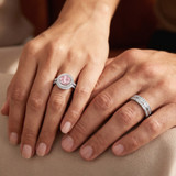 Photo of Sloane 2 1/5 CT. T.W. Morganite and Diamond Matching Wedding Trio Set 14K White Gold Vermeil [BT2773W-C000]