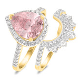 Photo of Orchid 2 1/2 CT. T.W. Morganite and Diamond Matching Bridal Set 14K Yellow Gold Vermeil [BR2754Y-C000]