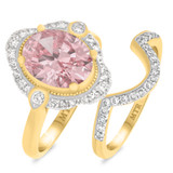 Photo of Camellia 2 1/2 CT. T.W. Morganite and Diamond Matching Bridal Set 14K Yellow Gold Vermeil [BR2756Y-C000]