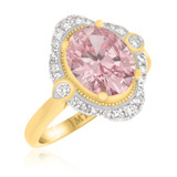 Photo of Camellia 2 1/2 CT. T.W. Morganite and Diamond Matching Bridal Set 14K Yellow Gold Vermeil [BT2756YE-C000]
