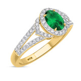 Photo of Bellerose 1 1/3 CT. T.W. Emerald and Diamond Matching Wedding Trio Set 14K Yellow Gold Vermeil [BT2663YE-C000]