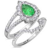 Photo of Kana 2 1/6 Carat T.W. Emerald and Diamond Matching Bridal Set 14K White Gold Vermeil [BR2677W-C000]