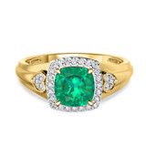 Photo of Erica 1 7/8 Carat T.W. Emerald and Diamond Matching Bridal Set 14K Yellow Gold Vermeil [BT2669YE-C000]