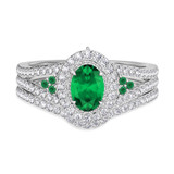 Photo of Kantuta 1 1/3 Carat T.W. Emerald and Diamond Matching Bridal Set 14K White Gold Vermeil [BR2678W-C000]