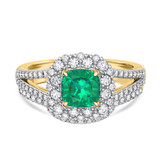 Photo of Evanthe 1 7/8 Carat T.W. Emerald and Diamond Matching Bridal Set 14K Yellow Gold Vermeil [BR2670Y-C000]