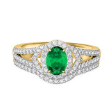 Photo of Bellerose 1 1/6 Carat T.W. Emerald and Diamond Matching Bridal Set 14K Yellow Gold Vermeil [BR2663Y-C000]