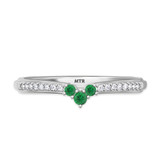 Photo of Abilia 1 1/5 Carat T.W. Emerald and Diamond Matching Wedding Trio Set 14K White Gold Vermeil [BT2661WL]