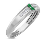 Photo of Chrisoula 1 CT. T.W. Emerald and Diamond Matching Wedding Trio Set 14K White Gold Vermeil [BT2665WM]