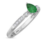 Photo of Hana 2/3 CT. T.W. Emerald and Diamond Matching Bridal Set 14K White Gold Vermeil [BT2672WE-C000]
