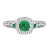 Photo of Mawar 1 1/7 Carat T.W. Emerald and Diamond Matching Wedding Trio Set 14K White Gold Vermeil [BT2684WE-C000]