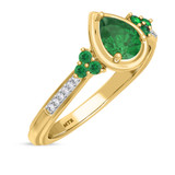 Photo of Abilia 1 1/5 CT. T.W. Emerald and Diamond Matching Wedding Trio Set 14K Yellow Gold Vermeil [BT2661YE-C000]