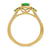 Photo of Abilia 1 1/5 CT. T.W. Emerald and Diamond Matching Wedding Trio Set 14K Yellow Gold Vermeil [BT2661YE-C000]
