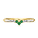 Photo of Abilia 1 1/5 CT. T.W. Emerald and Diamond Matching Wedding Trio Set 14K Yellow Gold Vermeil [BT2661YL]