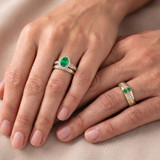 Photo of Chrisoula 1 CT. T.W. Emerald and Diamond Matching Wedding Trio Set 14K Yellow Gold Vermeil [BT2665Y-C000]