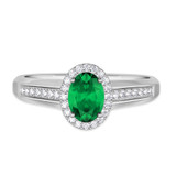 Photo of Chrisoula 7/8 Carat T.W. Emerald and Diamond Matching Bridal Set 14K White Gold Vermeil [BT2665WE-C000]