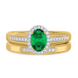Photo of Chrisoula 7/8 CT. T.W. Emerald and Diamond Matching Bridal Set 14K Yellow Gold Vermeil [BR2665Y-C000]