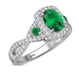 Photo of Lone 2 1/5 Carat T.W. Emerald and Diamond Matching Bridal Set 14K White Gold Vermeil [BT2681WE-C000]