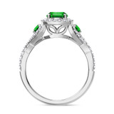 Photo of Lone 2 1/5 Carat T.W. Emerald and Diamond Matching Bridal Set 14K White Gold Vermeil [BT2681WE-C000]