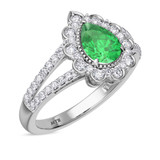 Photo of Kana 1 7/8 Carat T.W. Emerald and diamond Engagement Ring 14K White Gold Vermeil [BT2677WE-C000]