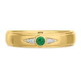 Photo of Clema 1 1/2 CT. T.W. Emerald and Diamond Matching Wedding Trio Set 14K Yellow Gold Vermeil [BT2666YM]