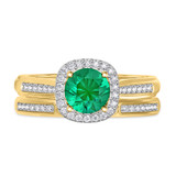 Photo of Delphine 1 3/8 Carat T.W. Emerald and Diamond Matching Bridal Set 14K Yellow Gold Vermeil [BR2667Y-C000]