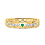 Photo of Evanthe 2 CT. T.W. Emerald and Diamond Matching Wedding Trio Set 14K Yellow Gold Vermeil [BT2670YM]